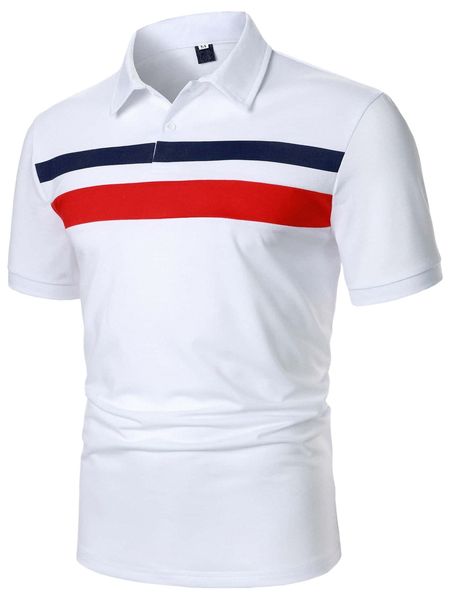 

men colorblock half button polo shirt t1qe#, White;black