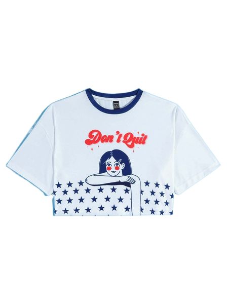 

x polly nelson slogan & figure graphic tee 13ux#, White