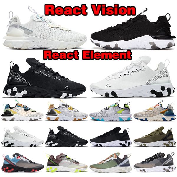 

react vision running shoes men women element 87 55 triple anthracite black white phantom vast grey orange peel mens trainers outdoor sports