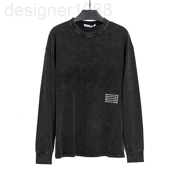 

women's t-shirt designer 2022 spring and autumn new aw home loose worn washed letter printed cotton long sleeved men's women', White