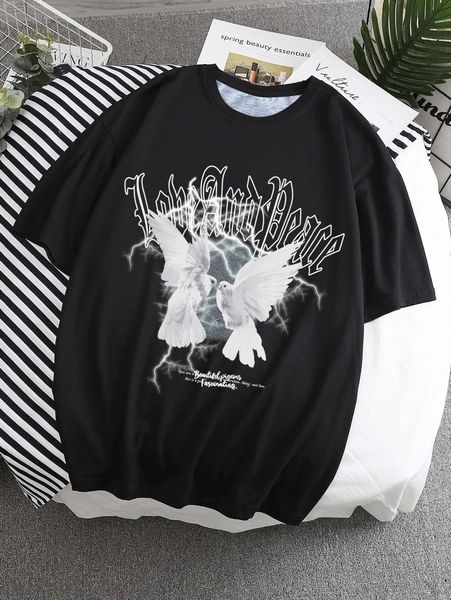 

men dove & slogan graphic tee r0kh#, White;black