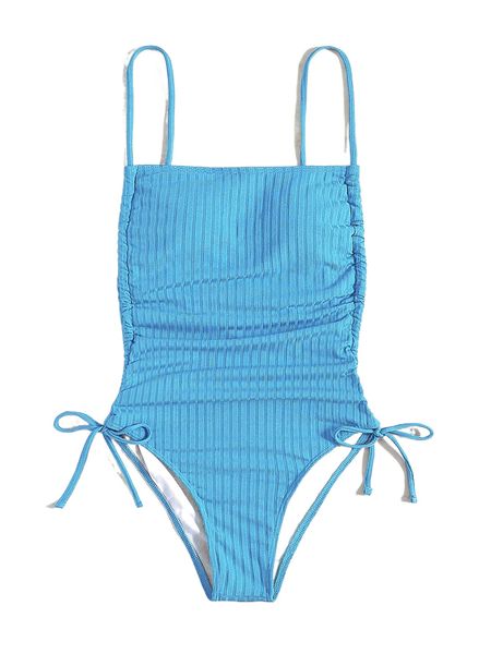 

plain drawstring one piece swimsuit k6rd#, White;black