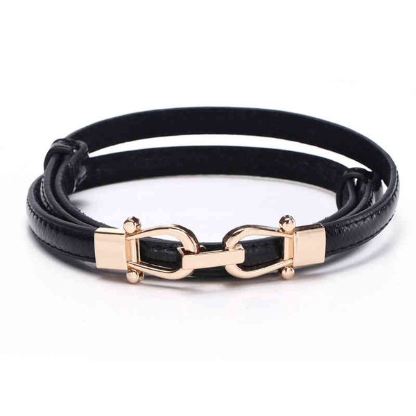 

snake crown buckle leather thin belt women's skirt korean fashion decoration trend, Black;brown