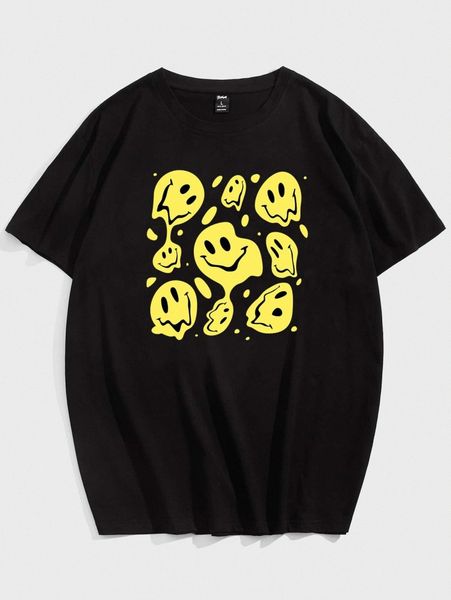

romwe guys smile graphic tee j1ae#, White;black