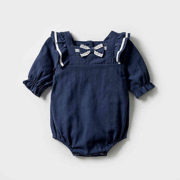 Nuovi pagliaccetti del neonato vestiti per la ragazza cotone principessa Bowknot costume tinta unita 3 6 9 12 18 24 M bambini abbigliamento per bambini G220510