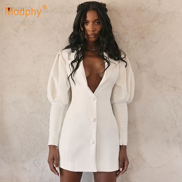 

autumn winter ol solid blazer for women lapel collar long lantern sleeves button tunic jacket female 2021 fashion clothes new l220725, Tan;black
