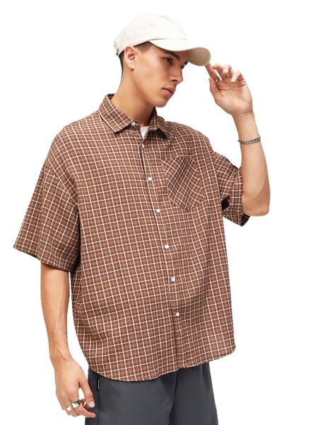 

men pocket patched plaid shirt d5wr#, White;black