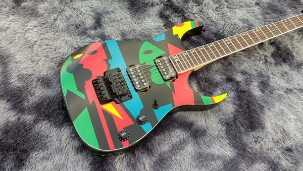 

ibane electric guitar solid body basswood black hardware floyd rose bridge