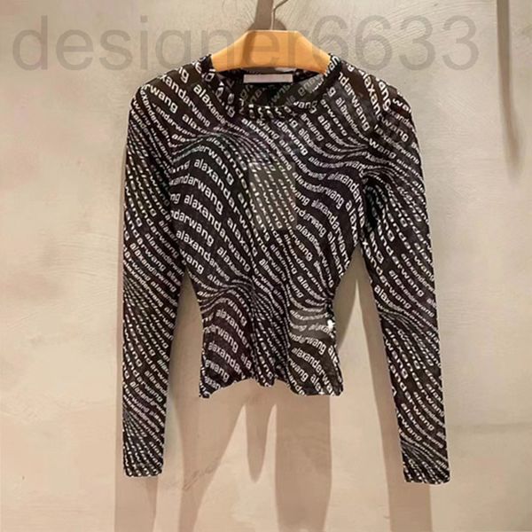 

women's t-shirt designer aw dawang's 22 summer fashion wear a slim and perspective bottomed blouse with printed letters wczd, White