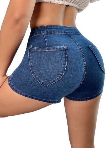 

sxy medium washed zipper fly denim shorts q5x2#, White;black