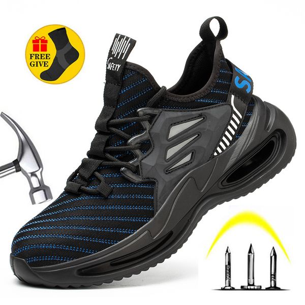 

2022 steel toe work shoes men puncture proof safety shoes man light industrial casual shoes male workplace safety work boots, Black;brown