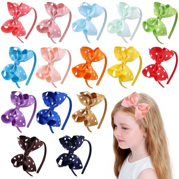 Baby Mädchen Haarstangen Band Bogen Haarbänder Prinzessin Boutique Grosgrain Haarschmuck Mädchen Handgemachte Bögen Headwear Candy Dot Farbe KFG23