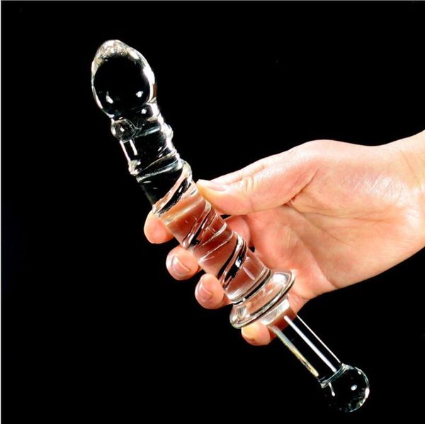 21 cm de comprimento de cabeça dupla cristal vidro vidrado pênis falso brinquedo sexy butt plug plug vagina estimulador para feminina gay masturbação