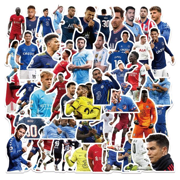 50Pcs World Soccer Star Stickers Football Star Figure Graffiti Giocattolo per bambini Skateboard Auto Moto Bicicletta Decalcomanie