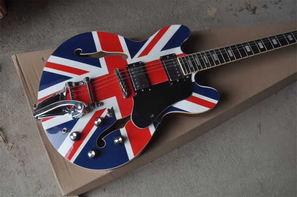 Ulusal Bayrak Deseni 335 Jazz Six String Electry Guitar Mağazamız çeşitli gitarları özelleştirebilir