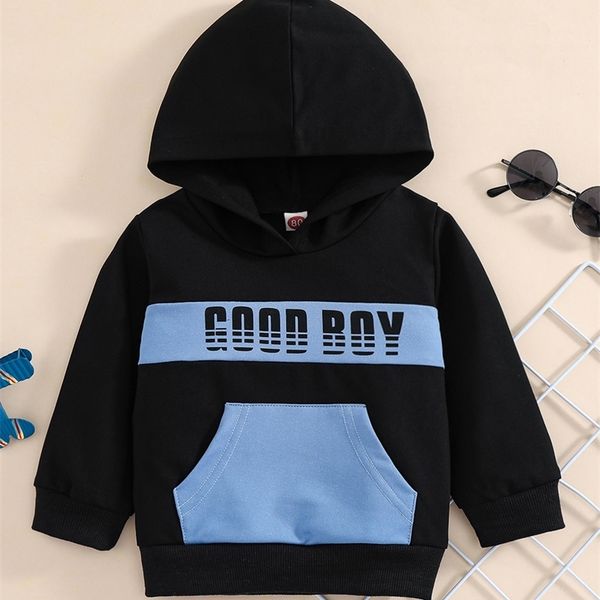 

baby letter graphic two tone hoodie she, Black