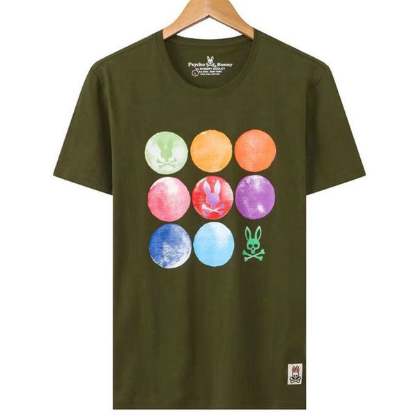 

mens t shirt tide brand psychobunny rogue rabbit print men polo couple breathable and comfortable round neck m-3xl, Black;brown