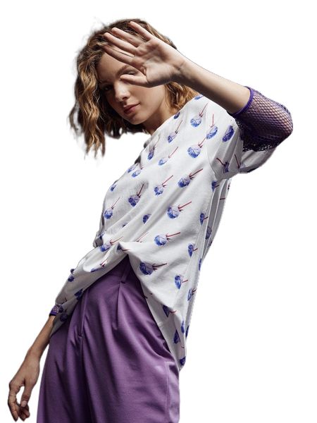 

x hanchi floral print drop shoulder tee w8nn#, White
