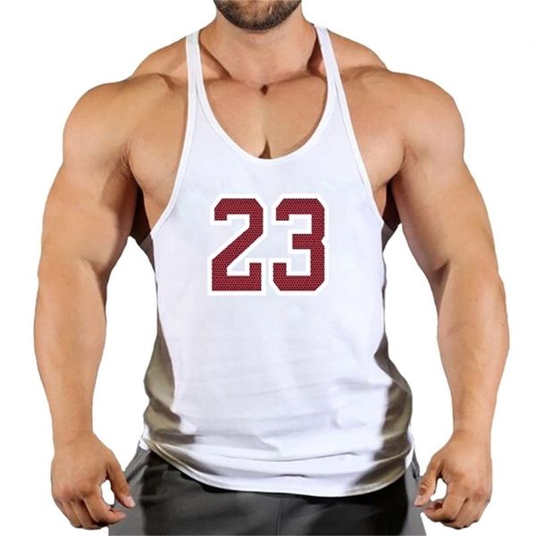 Marca 23 Tanque de ginástica Men Men Fitness Clooding Mens Cirlocatomino Tops de verão para camisas de colega sem mangas masculinas 220624