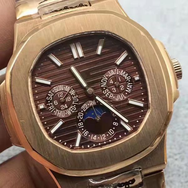 

new arrivals nautilus watch men automatic watch 5711 silver band blue face stainless auto wind mechanical di lusso wristwatch date ikwatches, Slivery;brown