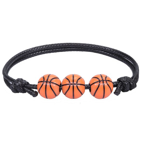 Braccialetti da calcio, rugby, pallacanestro, con ciondolo, braccialetto avvolgente con coulisse regolabile, 6-9