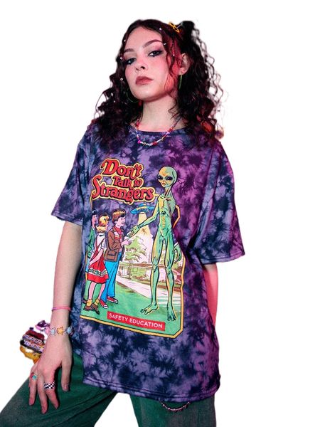 

romwe x stevenrhodes street life figure tie dye tee 84os#, White