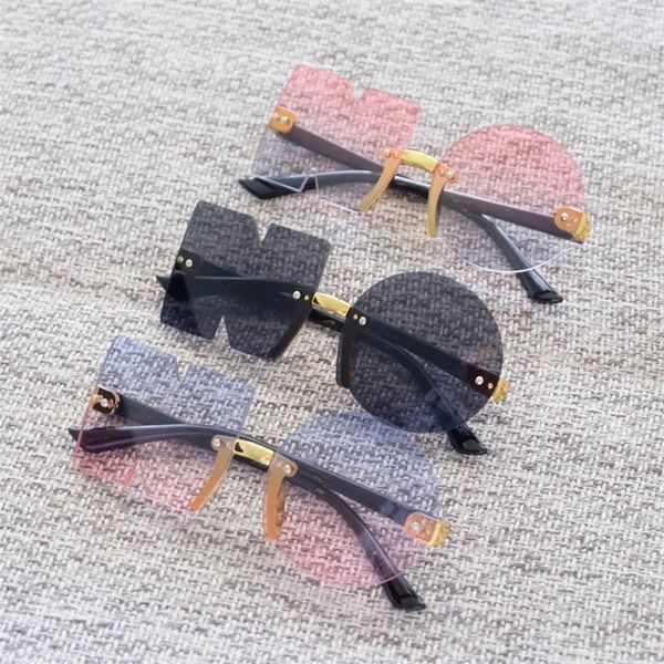

kids cute letter no sunglasses novelty alphabet lenses rimless sun glasses, White;black
