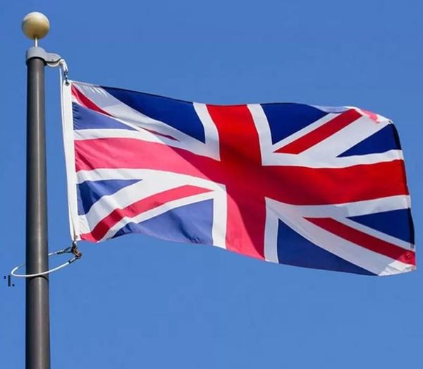 3 * 5ft UK-Flagge Königin Elizabeth II. Das Vereinigte Königreich Nationalflaggen Hängende Bannerflagge England Britisches Home-Party-Dekor 85 * 144 cm BBA13432