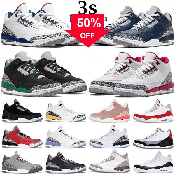 

2022 jumpman 3 men basketball shoes 3s pine green unc georgetown black rust pink fire red denim cement men sneakers trainers eur 40 -47 e