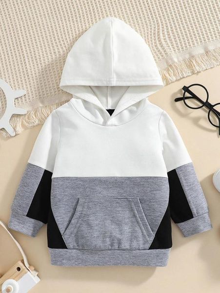 

baby cut and sew kangaroo pocket hoodie she, Black