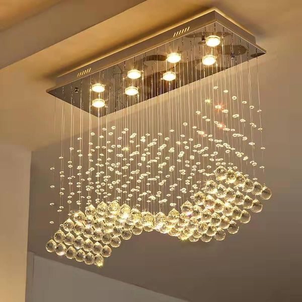 Подвесные лампы Современная люстра K9 Кристаллическое освещение блеск подвесной прямоугольный ресторан