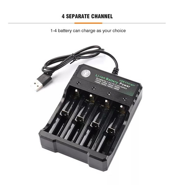 18650 Carica batteria agli ioni di litio litio 4 fessure batteria intelligente lettore altoparlante giocattolo USB ricarica rapida 4 scanalature cariche separate CE FCC