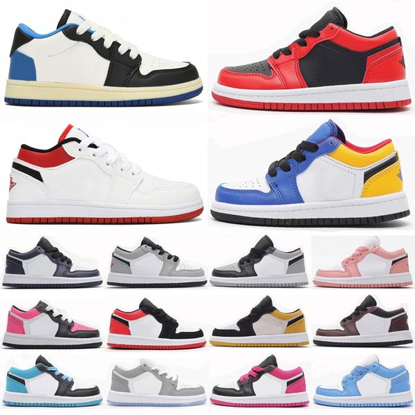 

2022 infants jumpman 1 low toddler kids basketball shoes 1s pine green game royal blue obsidian chicago bred sneakers multicolor tie-dye spo