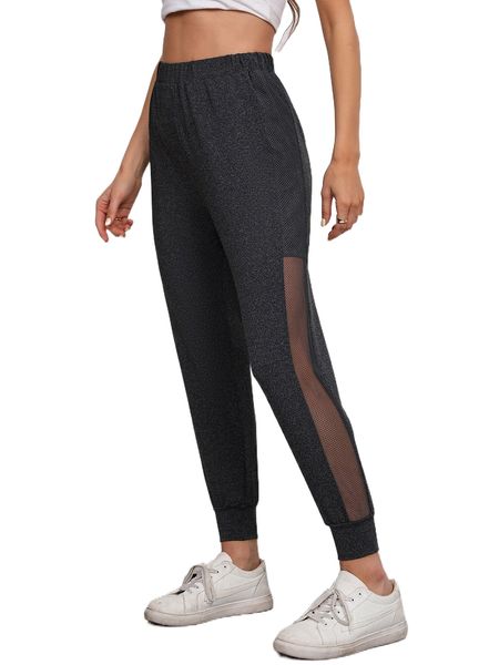 

fishnet insert elastic waist sweatpants q0sq#, Black;white