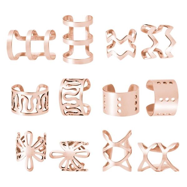 Clip-on Screw Back 1-6pc Ear Cuff Wrap Earring Non-Piercing Clips Fake Piercing a forma di U Cartilagine Gioielli per le donne Piccolo semplice intagliato H