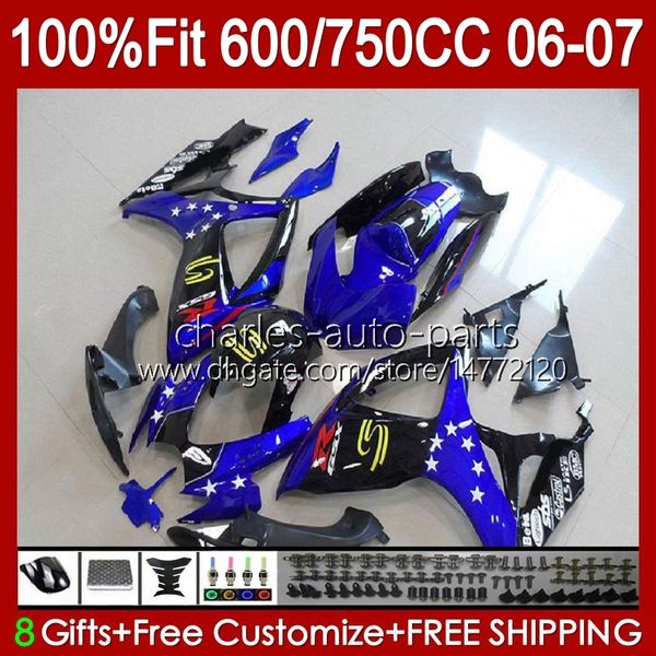 OEM blau schwarz schwarz Karosserie für Suzuki GSXR 750CC 600CC 750 600 CC 06–07 Karosserie 130Nr