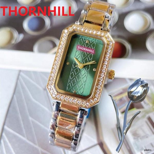 Luxury Women Rectangle Shape Diamonds Ring Watches Strass Studded Stainless Steel Simple Calendar Trend Popolare Elegante top design Nice Gift Clock Mujer Reloj