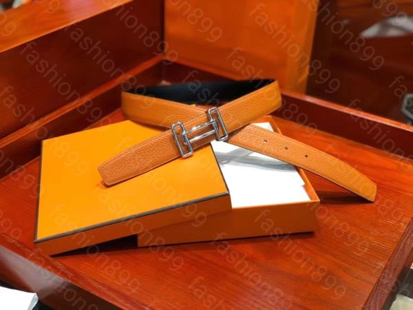 

men belt togo leather belts for mens and women designers handmade boutique gold silver buckle with orange gift box, Black;brown
