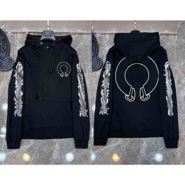 

classic ch quality hoodie fashion brand zipper autumn winter sweatshirts designer luxury men sweater horseshoe phantom cross print hooded wo, Black