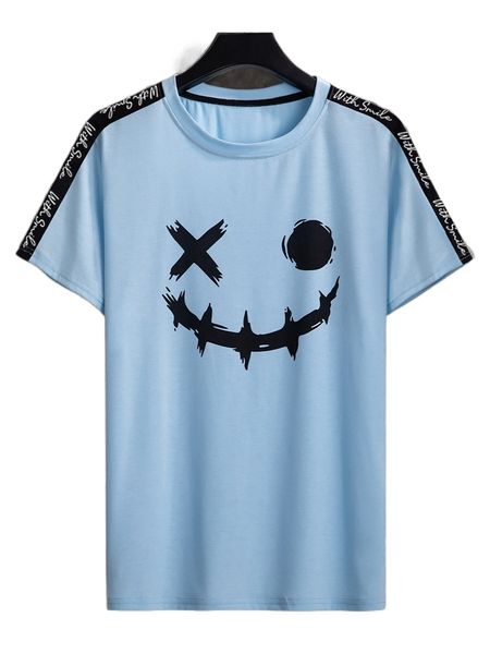 

men cartoon graphic contrast letter tape side tee t3oq#, White;black