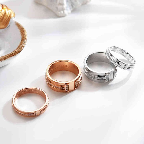 

uth8 t home iffany ring 18k rose gold double t ring men's and women's same fashion classic sterling silver 1 wedding