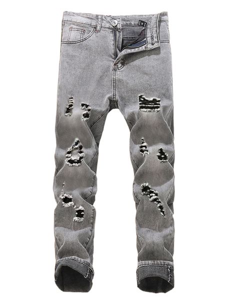 

romwe guys ripped jeans s077#, Blue