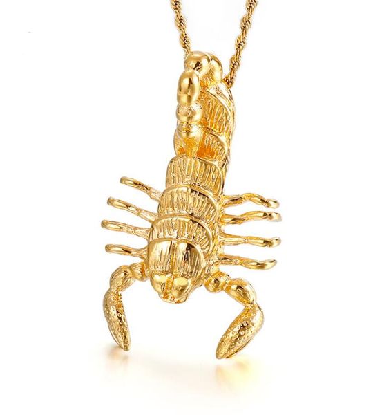 

punk men's fashion necklace large gothic biker scorpion pendant silver /gold 316l stainless steel jewelry chain 22 inch father gifts hu