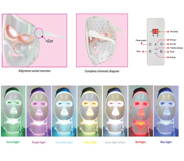 

pdt led pn light therapy facial shield face beauty facemask skin care silicon soft red pntherapy face treatment mask with neck part too