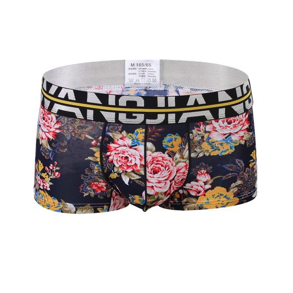 

men's underpants lingerie ice silk rose graphic printed pouch boxer briefs underwear #3034pj, Black;white