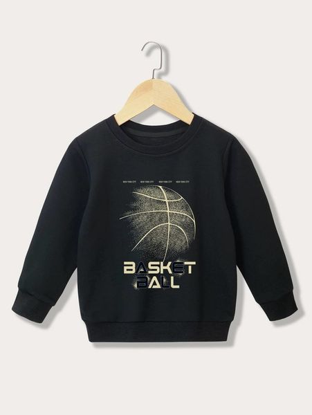 

toddler boys basketball & letter graphic sweatshirt she, Black
