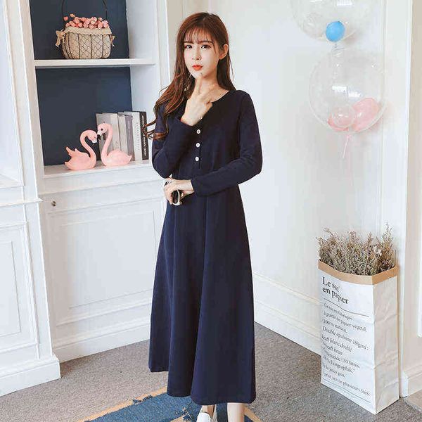 

autumn maternity breastfeeding dress long sleeve pregnant women nursing dress postpartum pregnancy breastfeeding clothing loose j220628, White