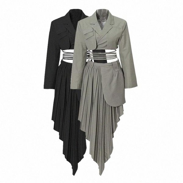 

women's trench coats women 2 pcs suit long coat and skirt decor patchwork pleated black windbreaker autumn winter ladies outerwear s0xr, Tan;black