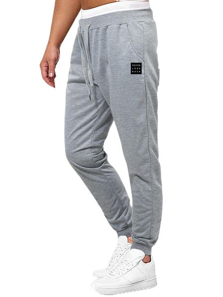 

men slogan graphic drawstring waist sweatpants f7bs#, Black