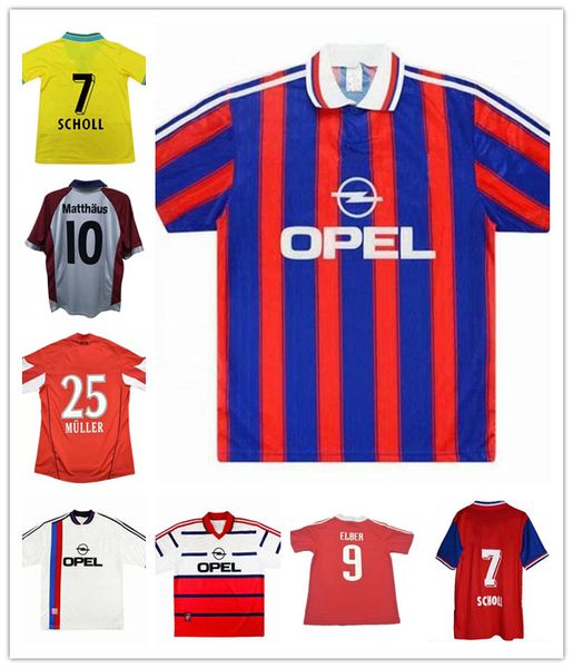 

91 93 95 97 98 99 bayern retro soccer jersey 2000 2001 matthaus munich elber scholl football kit shirt effenberg klinsmann vintage class, Black;yellow